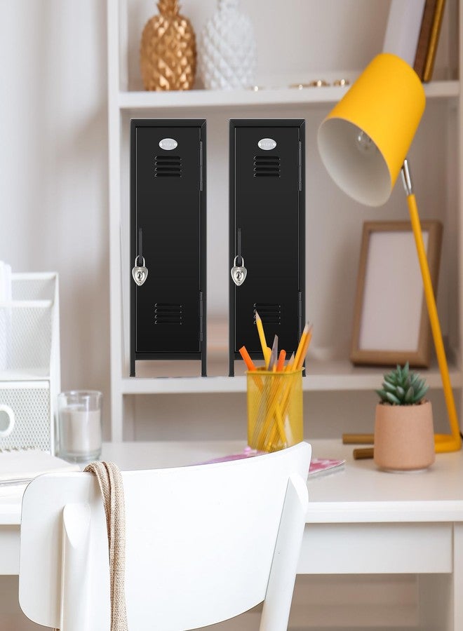 Vercraft 2 Pcs Mini Metal Locker Storage with Lock and 2 Keys 10.8 Inch Small Money Security and Cash Safe Box for Jewelry Back to School Home Office Desktop Container(Black) - Image 5